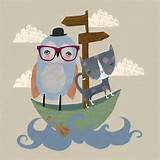 A coruja e o gatinho | IlustraÃ§Ã£o de Clare Shrouder