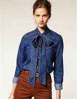 Buceta arco Denim blusa
