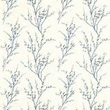 Pussy Willow fora branco/Seaspray azul papel de parede Floral em Laura Ashley...